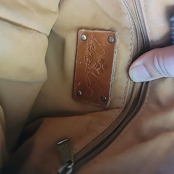 Patricia Nash Leather w/Bright Wooden Bead Front- Top Zip Crossbody Bag/Purse - Picture 10 of 15